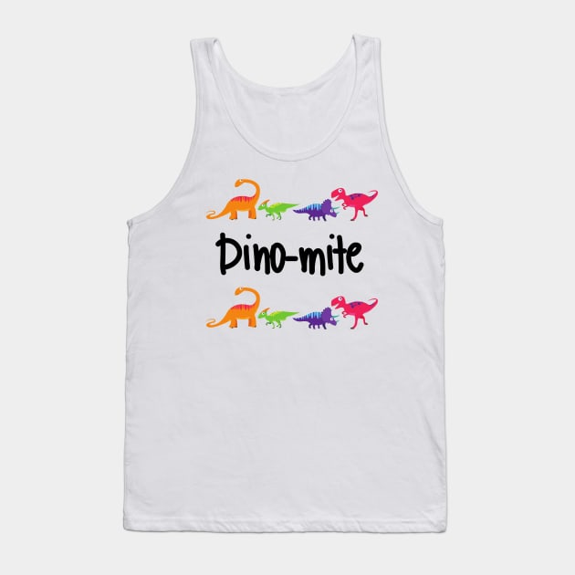 Dino Mite Cute dinosaur pun design for kids and dino lovers Tank Top by Butterfly Lane